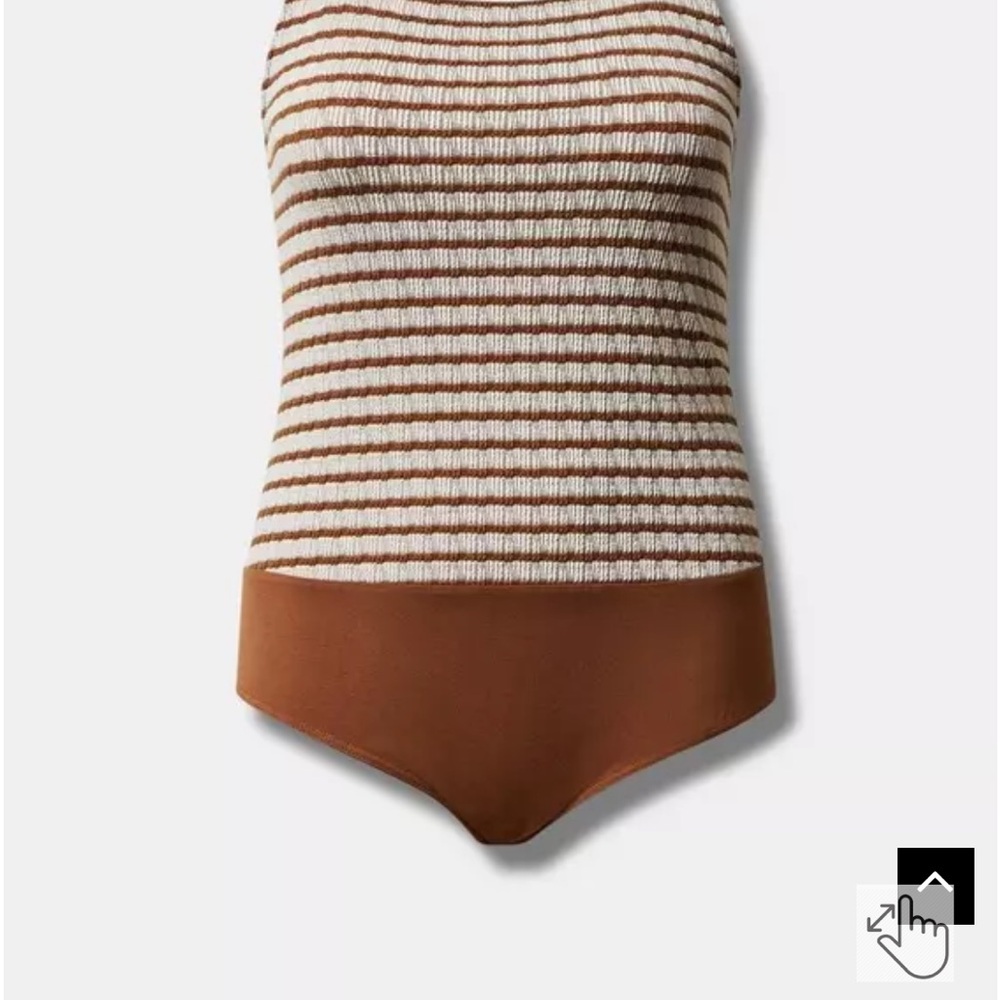 Torrid Multi Stripe Knit Bodysuit in Brown and Cream